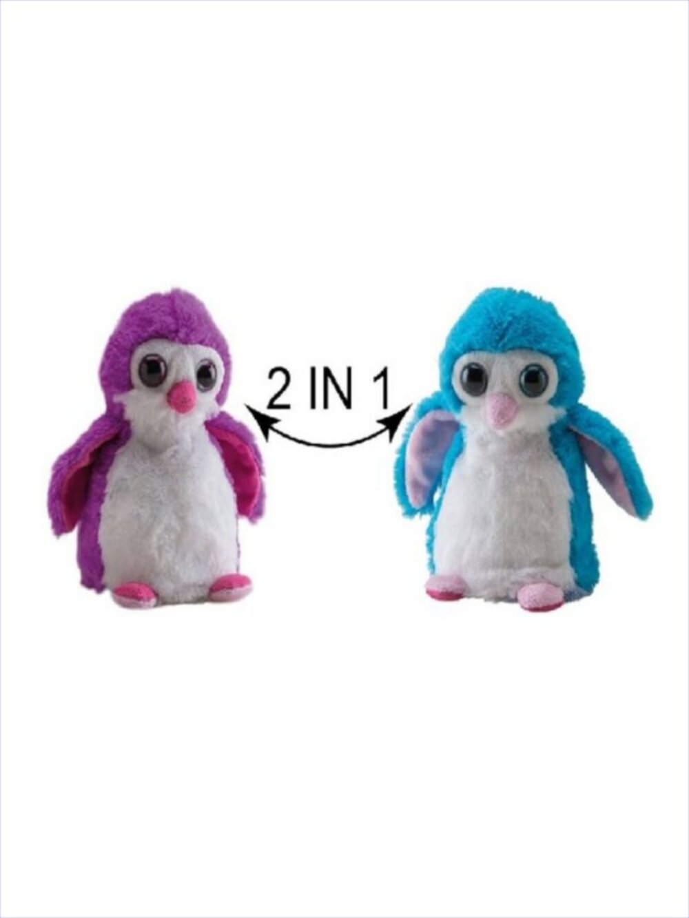 Wild Republic Switch-A-Rooz 8" Penguin Reversible Plush Purple/Blue New w/Tag